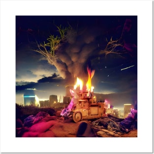 Dark Post- Apocalyptic Wonderland in a Fire Posters and Art